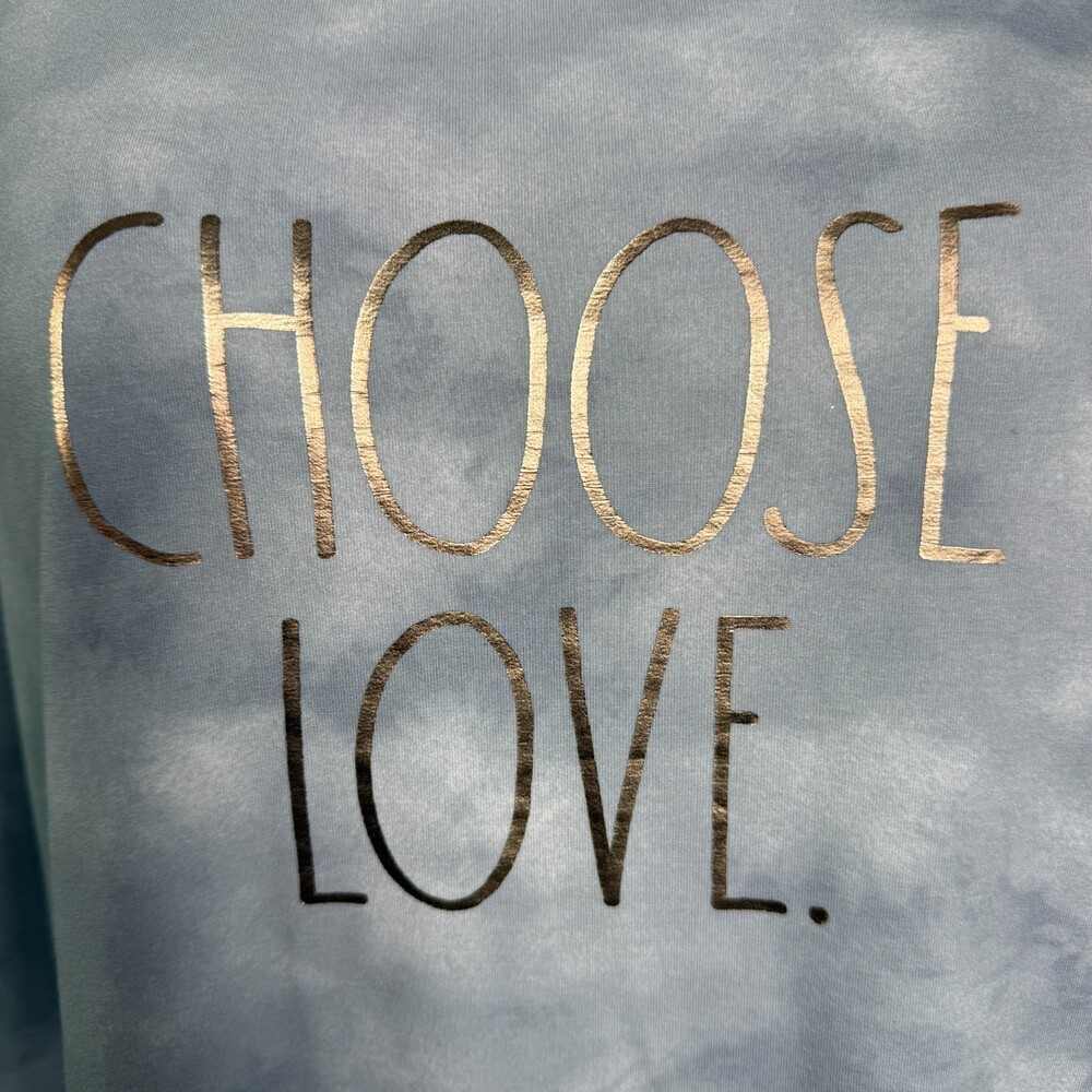 Rae Dunn Women's 1X Sweatshirt "Choose Love" Gray Tie Dye Long Sleeve Pullover - Picture 4 of 11